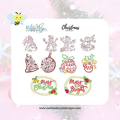 Christmas embroidery design set bundle